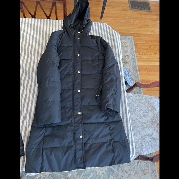 JCREW MERCANTILE long puffer jacket with gold zipper/buttons - Picture 1 of 5